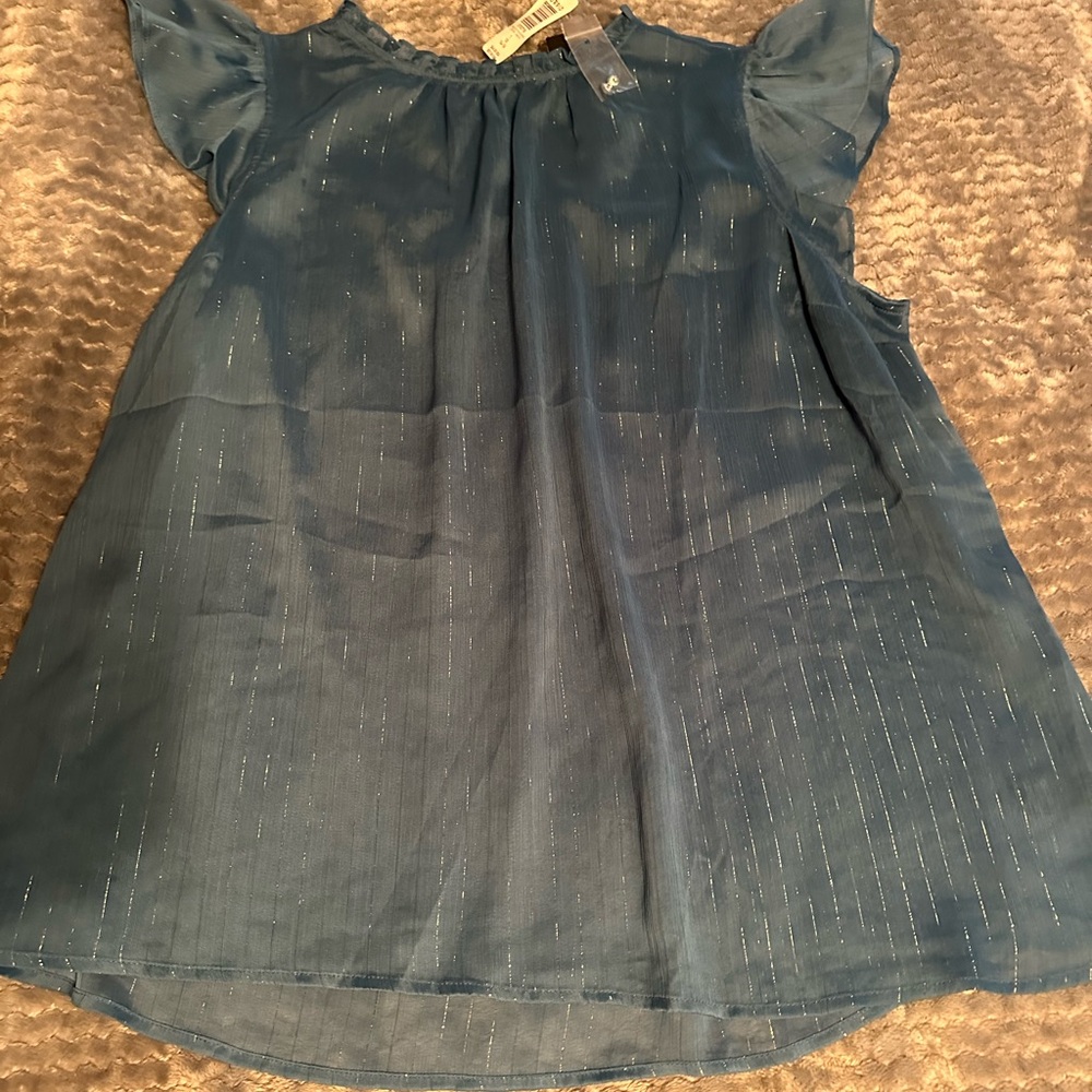 NWT Torrid Elegant Blue Lurex Women's Blouse